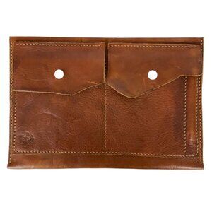 Vintage Leather Double Pocket Snap Closure Envelope Clutch with Octopus Logo